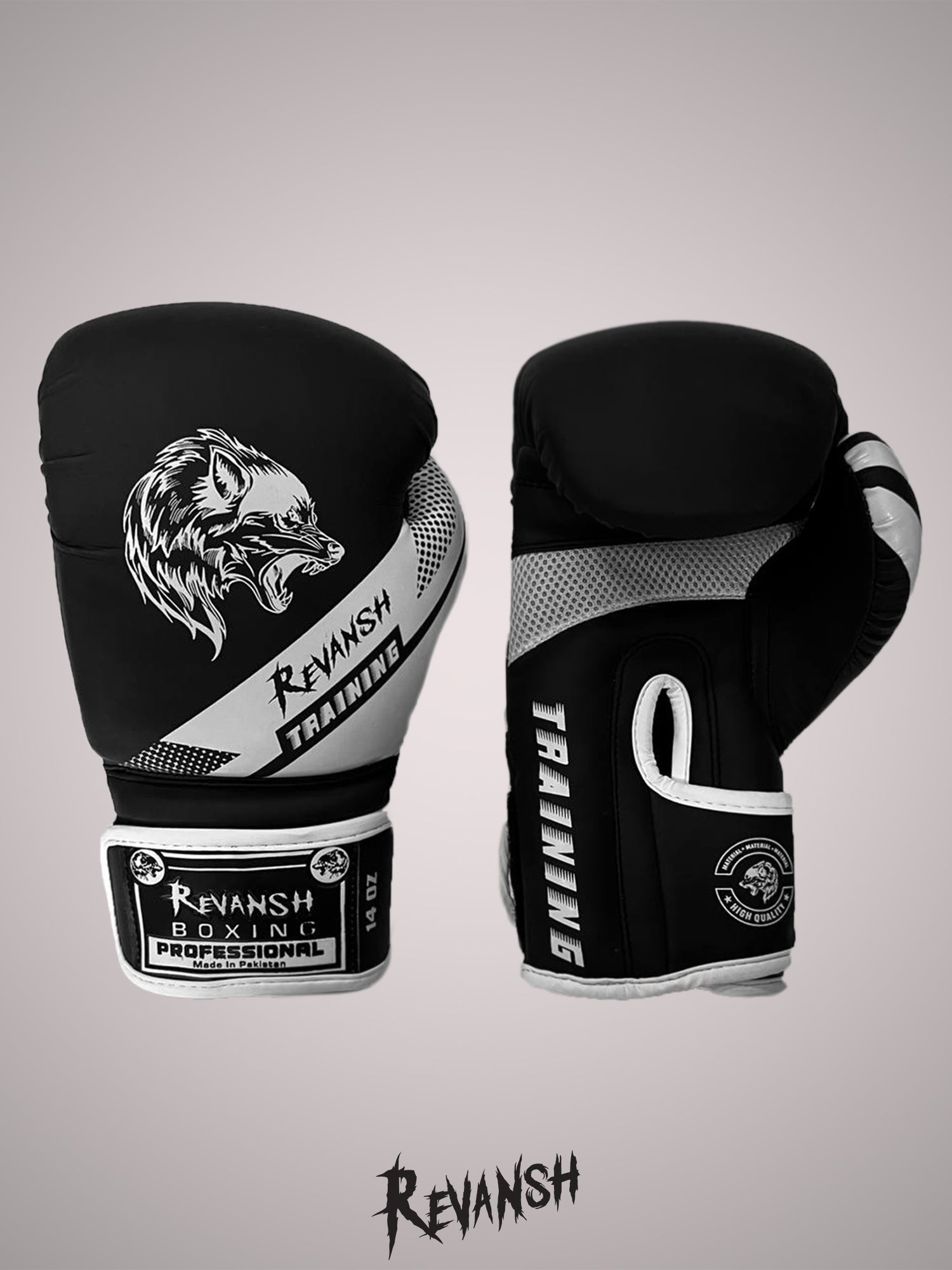 Boxing gloves REVANSH NEO, black and white