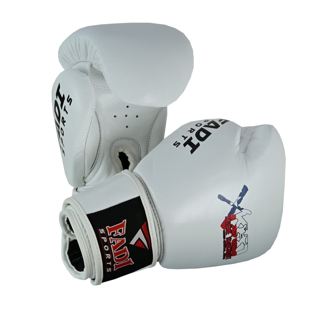Fadi Sports Xtreme Knockout Muay Thai Boxing Gloves - Genuine Leather, Black & White - Fadi Sports